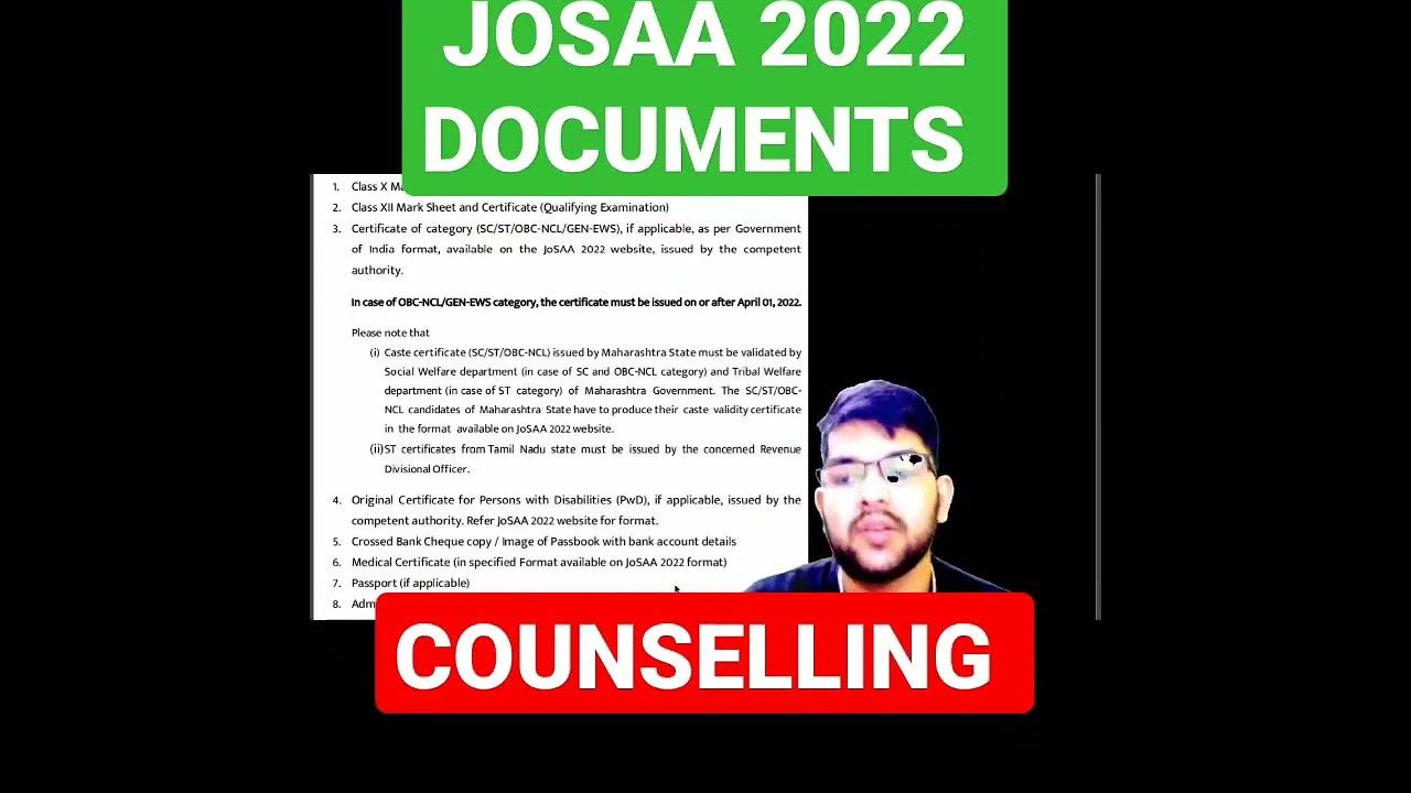 Josaa counselling PWD Documents required Complete list of documents 