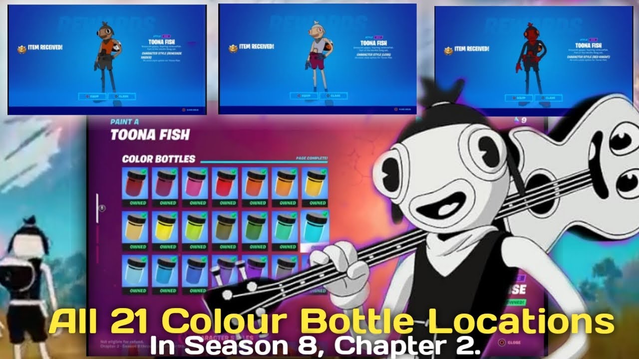 Fortnite: All 21 Colour Bottles Locations - Toona Fish Skin Styles - Full Guide