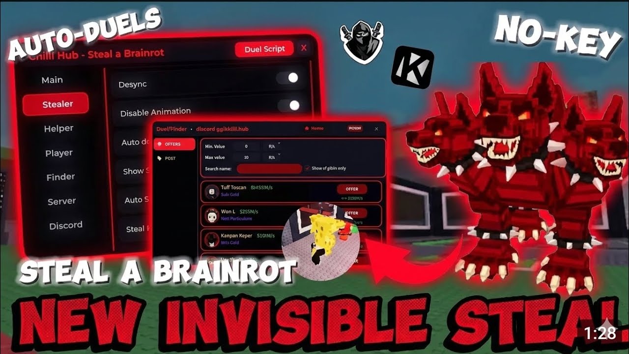 Steal a brainrot Script chilli hub | Desync | Duel finder | keyles ...