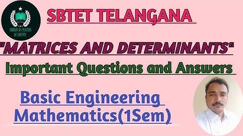 Matrices and Determinants important questions and Answers Diploma 1sem #srinivasmaths