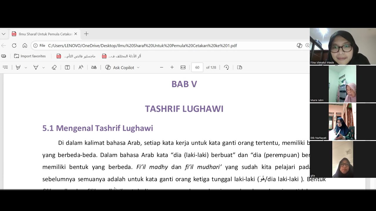 Kelas Shorof- 8: Tashrif Lughowi Fiil Madhi dan Fiil Mudhori'