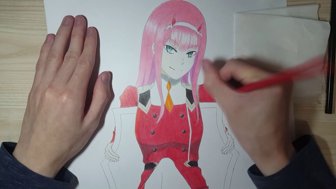 Drawing, Zero Two, Darling in the FranXX.