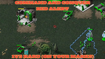Command And Conquer Red Alert Skirmish Battle 1v3 Hard (Map: On Your Marks) RTS Gameplay PC 2025