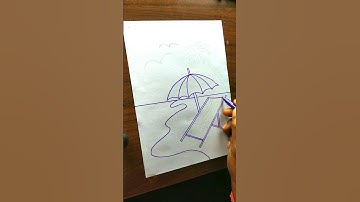 How to draw a beach scene #shorts #beach #art