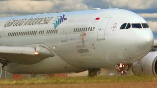 EXTREME CLOSE-UP - Garuda Indonesia A330-243 - Takeoff Melbourne Airport [PK-GPL]