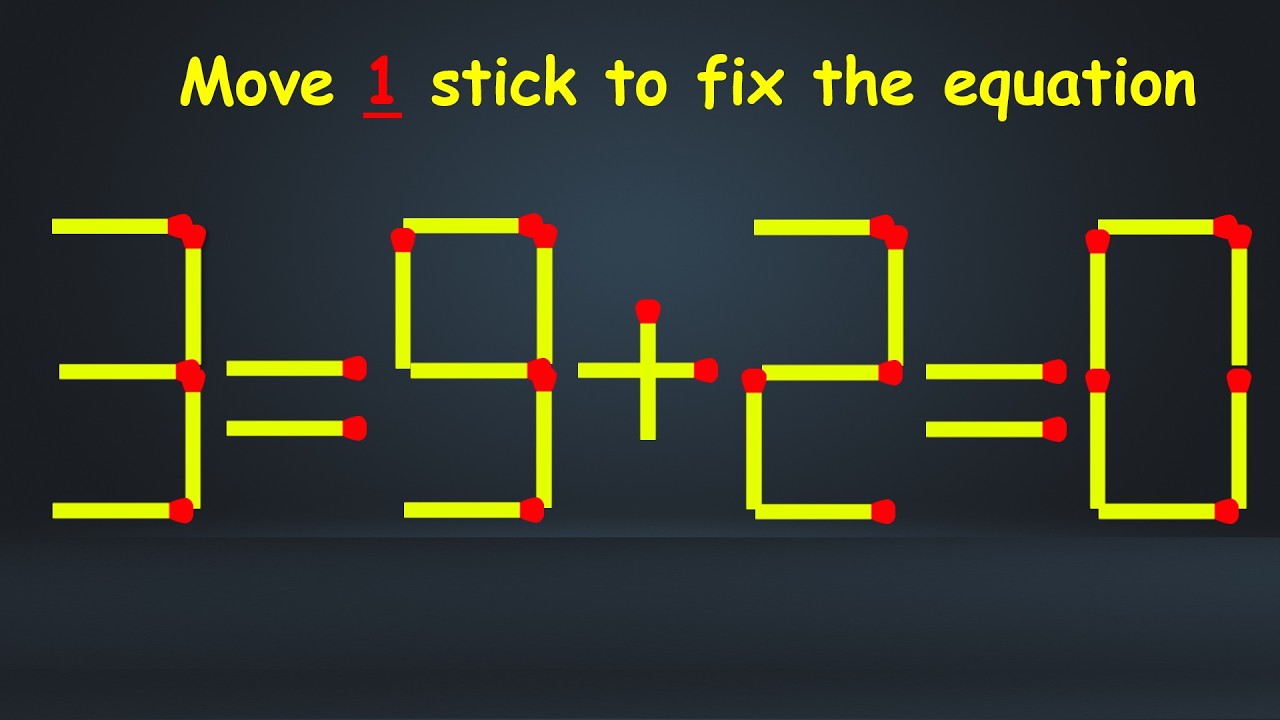 Can You Solve This Matchstick Puzzle? | Move 1 Stick to Fix the Equation!