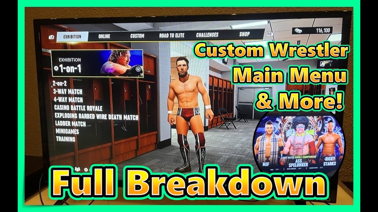 AEW Fight Forever Main Menu & 1st Look at a Custom Wrestler