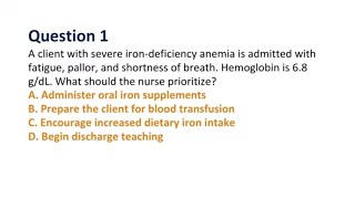 Med-Surg NCLEX Case Study Questions | Anemia, Ulcer, Injury & Endocrine Disorders