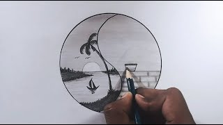 Circle drawing - easy Circle drawing - easy Circle scenery - easy scenery drawing - easy drawing