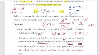 Negative Binomial Distribution - Poisson Gamma Mixture (Worked Example)