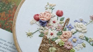 프랑스자수 꽃 바구니 Hand Embroidery Flower Basket | healing