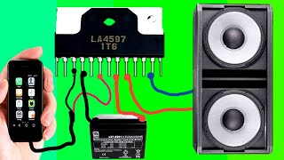 how to make LA4597 power amplifier IC amplifier circuit diagram