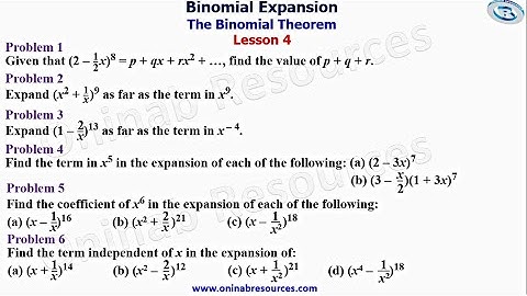 Binomial Theorem: Lesson 4