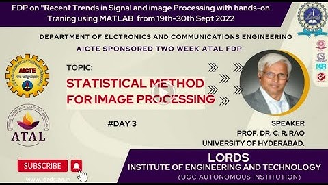 ATAL AICTE Sponsored  FDP Day-3 | Statistical Method for Image Processing