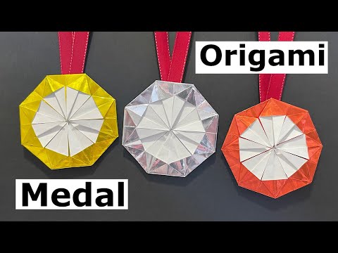 How to make a medal with paper (1) | easy origami for beginners | paper craft | olympic medal |