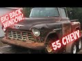 1955 Chevrolet big back window fresh out of the pasture! Barn find shortbed rust bucket!!!