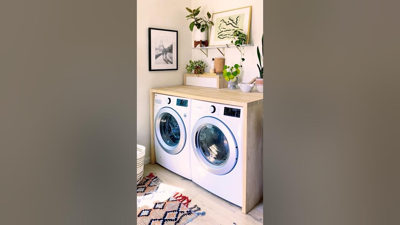 I LOVE this Easy DIY Laundry Table Top (Slides Over A Washer Dryer) -  Abbotts At Home