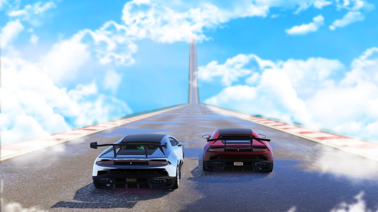 WORLDS LONGEST SKY HIGH RACE! GIRLFRIEND VS BOYFRIEND (GTA 5 Online Funny Moments)