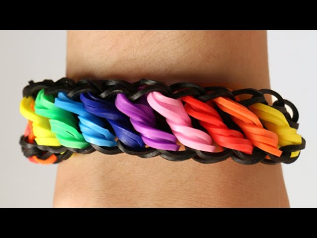 TUTO : bracelet élastique torsadé rotini arc en ciel - Rainbow Loom (en  Français) 