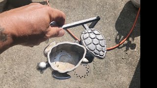 casting a 2 part aluminum turtle dish