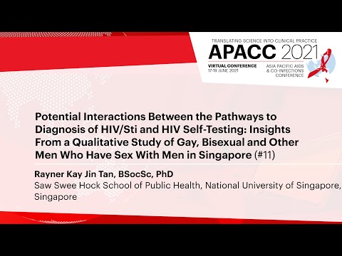 Interactions Between the Pathways to Diagnosis of HIV/STI and HIV Self-testing - Tan, BSocSc, PhD