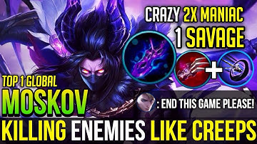 INSANE 2X MANIAC!| Moskov Best Build & Gameplay | Top 1 Global Moskov | Mobile Legends
