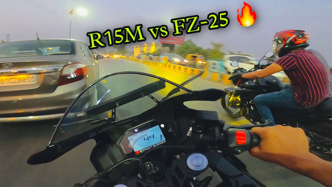 Street Race 😱 with (VamP) R15M vs FZ-25 | EXTREME TRAFFIC FILTER | Close calls 🔥