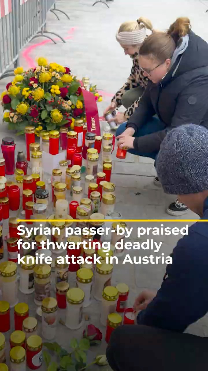 Syrian passer-by praised for helping stop deadly stabbing attack in Austria | AJ #shorts