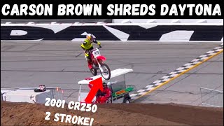 Carson Brown Shreds Daytona Vintage Supercross on 2001 CR250 2 Stroke!