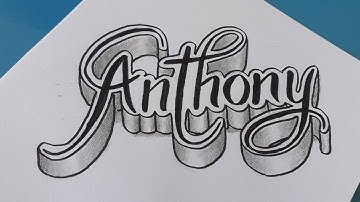 3d Writing Name Anthony For Beginners / How To Draw 3d Calligraphy On Paper / Make Easy Styles Art