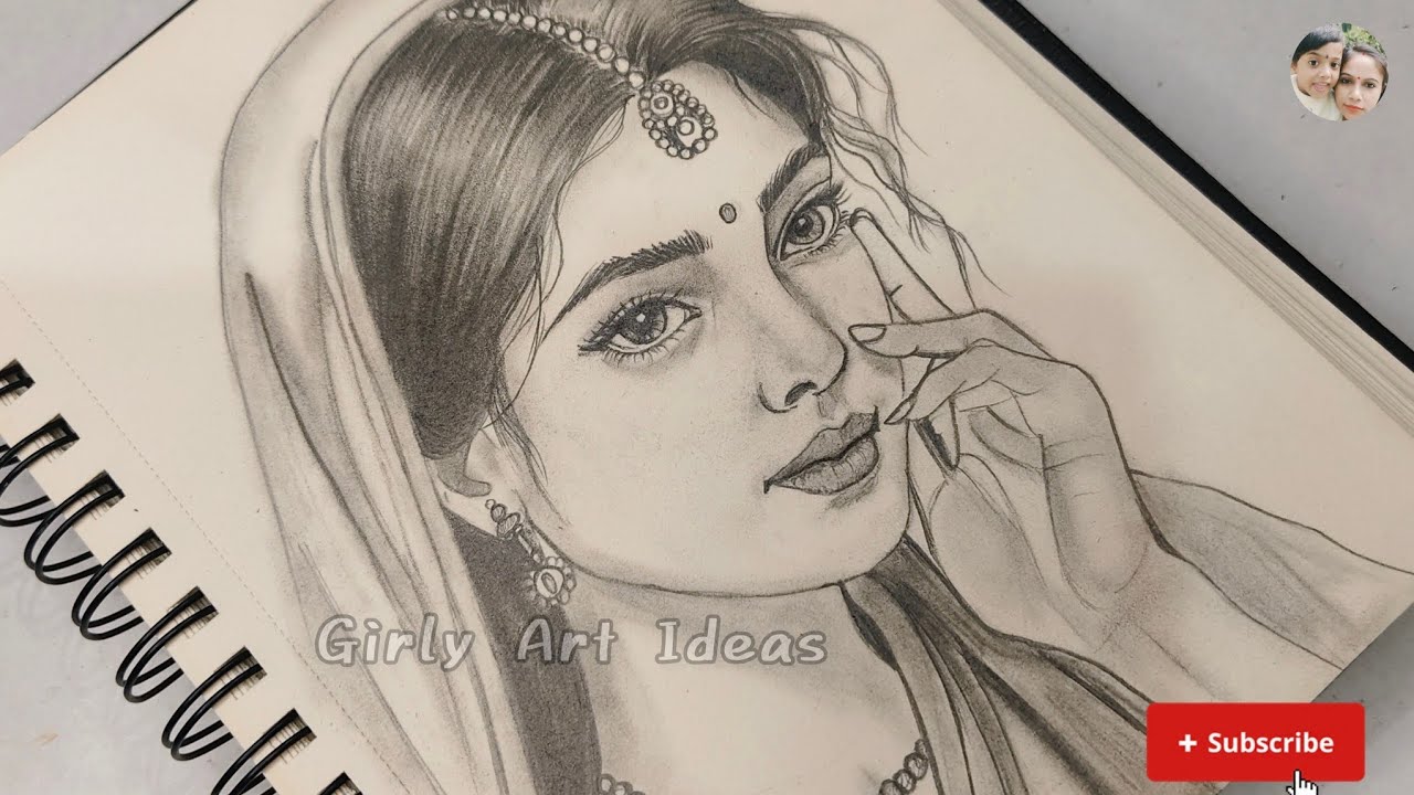 Pencil Sketch Of A Beautiful Indian Girl For Beginners| Pencil Sketch Tutorial 