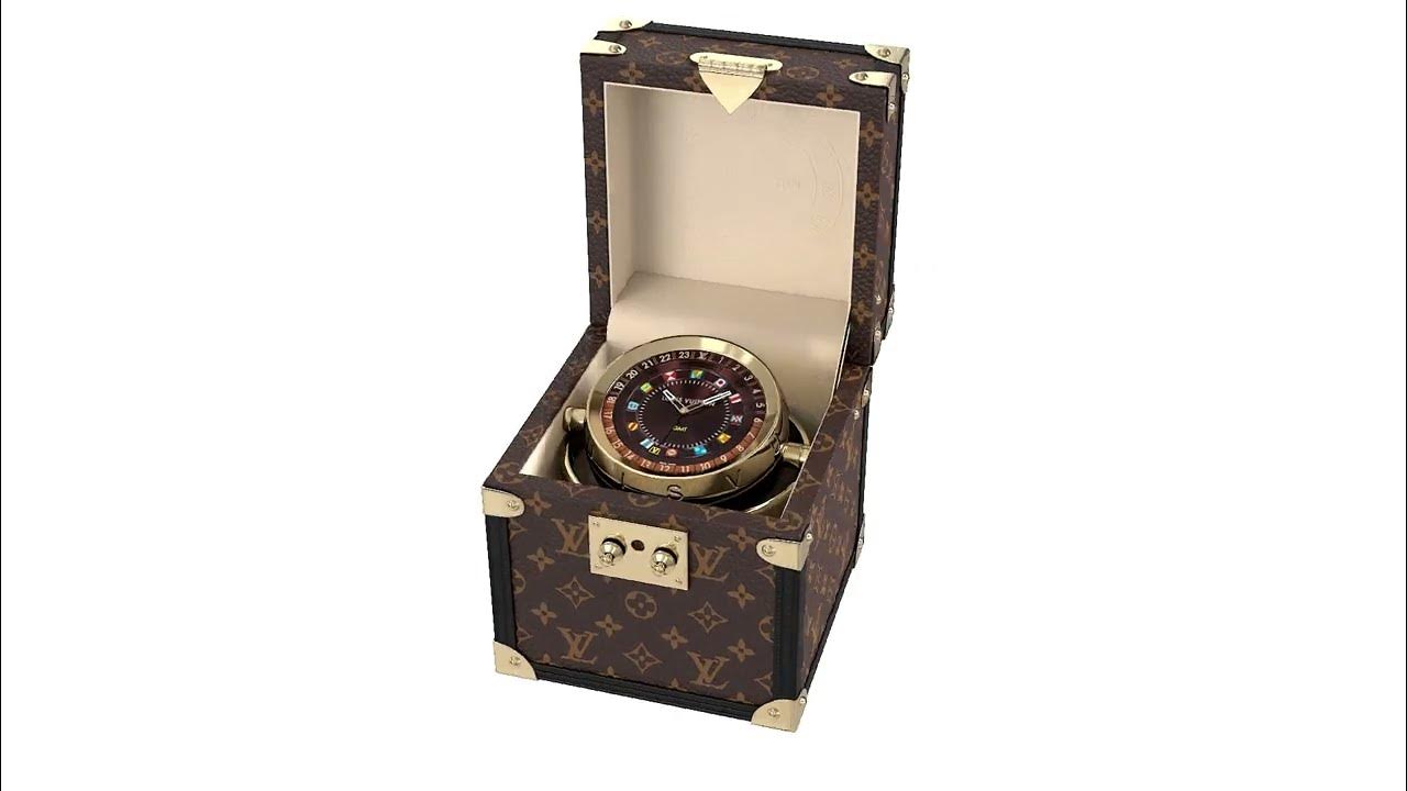 3D models of Louis Vuitton Trunk Table Clock 80mm Steel Monogram YouTube