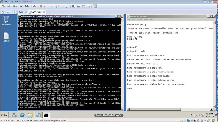 11. Seize a Domain controller when primary Domain Controller down