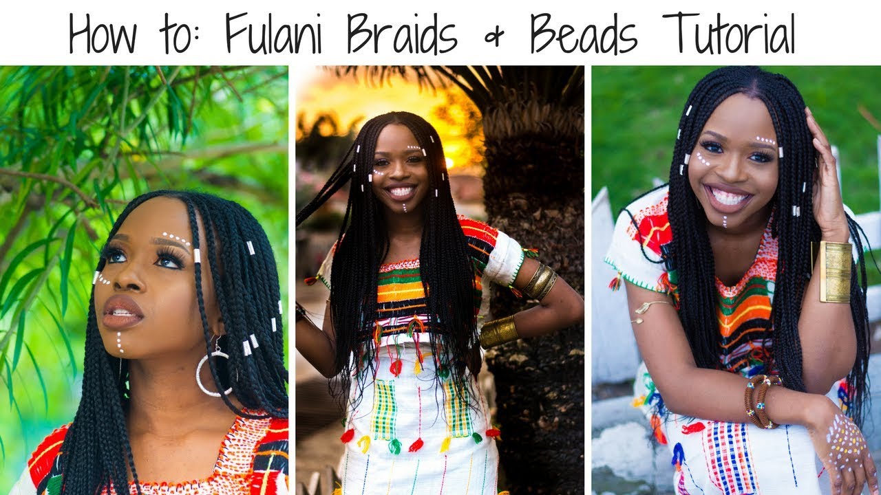 HOW TO: FULANI BRAIDS & BEADS HAIRSTYLE TUTORIAL - YouTube