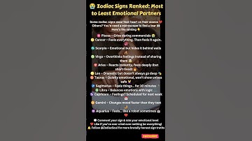 😭 Zodiac Signs Ranked: Most to Least Emotional Partners#zodiac #astrology #usa #horoscope #trending