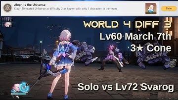 Solo March 7th vs Lv72 Svarog (achievement) - World 4 Diff 3