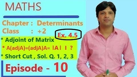 MATHS CLASS 12 (+2)| Determinants| (Episode 10)| EXERCISE 4.5| Adjoint of Matrix| Solution Q1| Q2|Q3