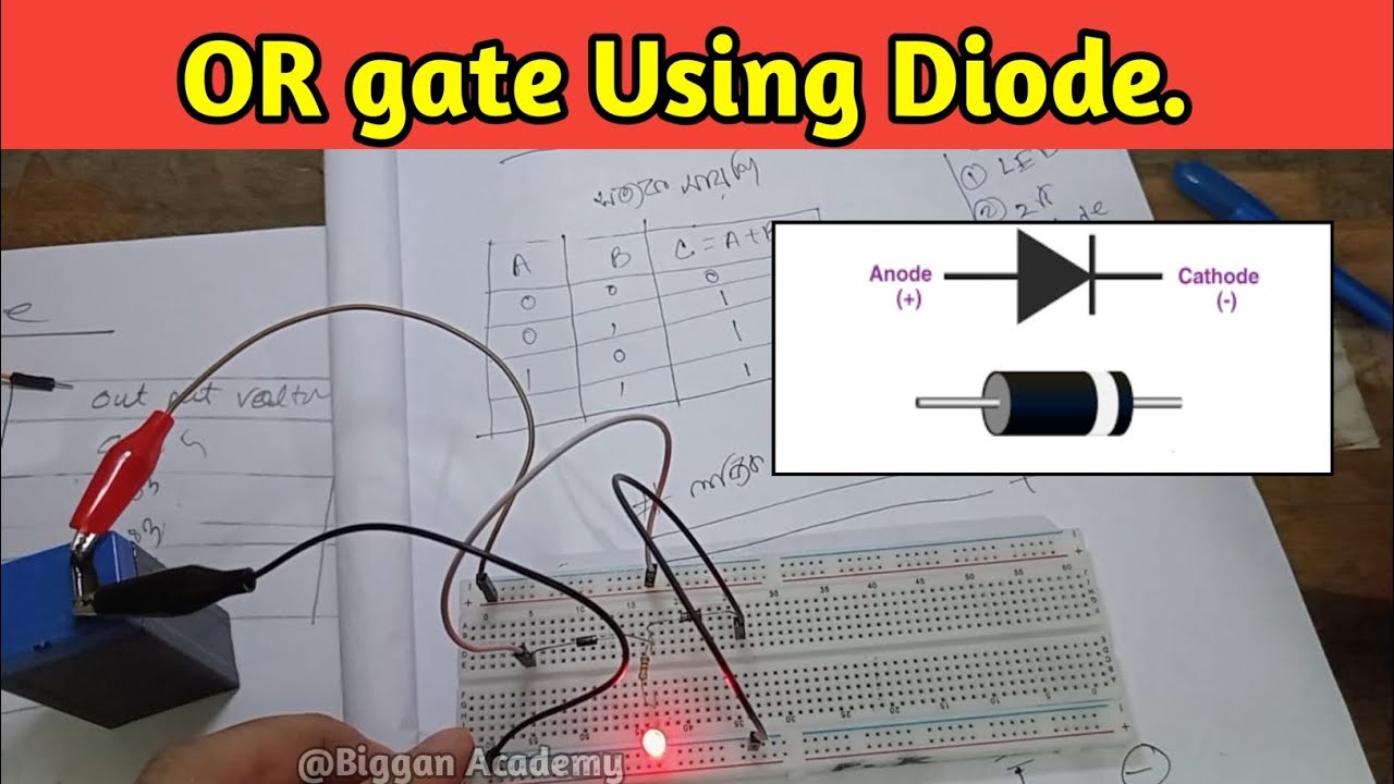 Or Gate Using Diode Simulation OR gate using Diode on Breadboard. || OR gate using diode experiment ...