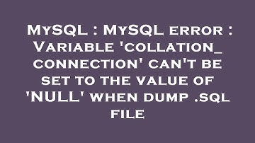 MySQL : MySQL error : Variable 