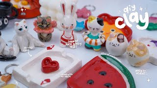 making clay trinket dishes and palettes🛝🌸🎨✨ using air dry clay  no bake