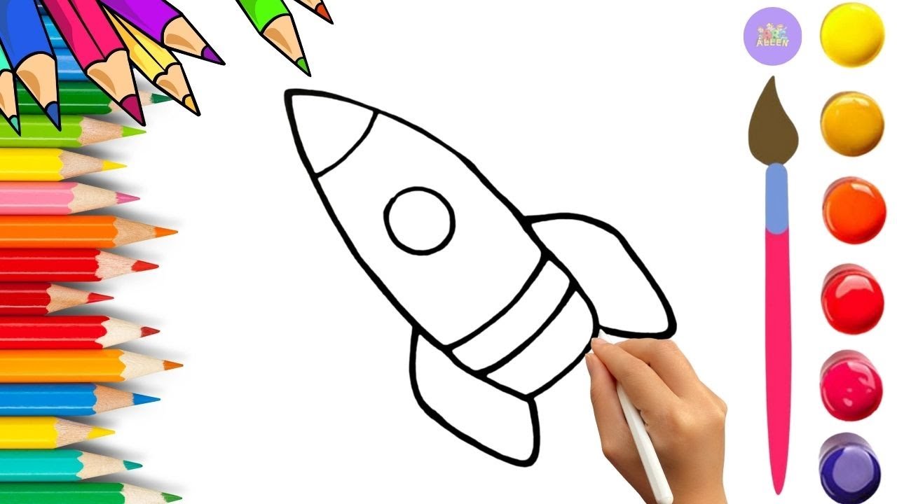 How To Draw cute Rocket Drawing, Painting & Coloring For Kids and Toddlers_🌈🎨