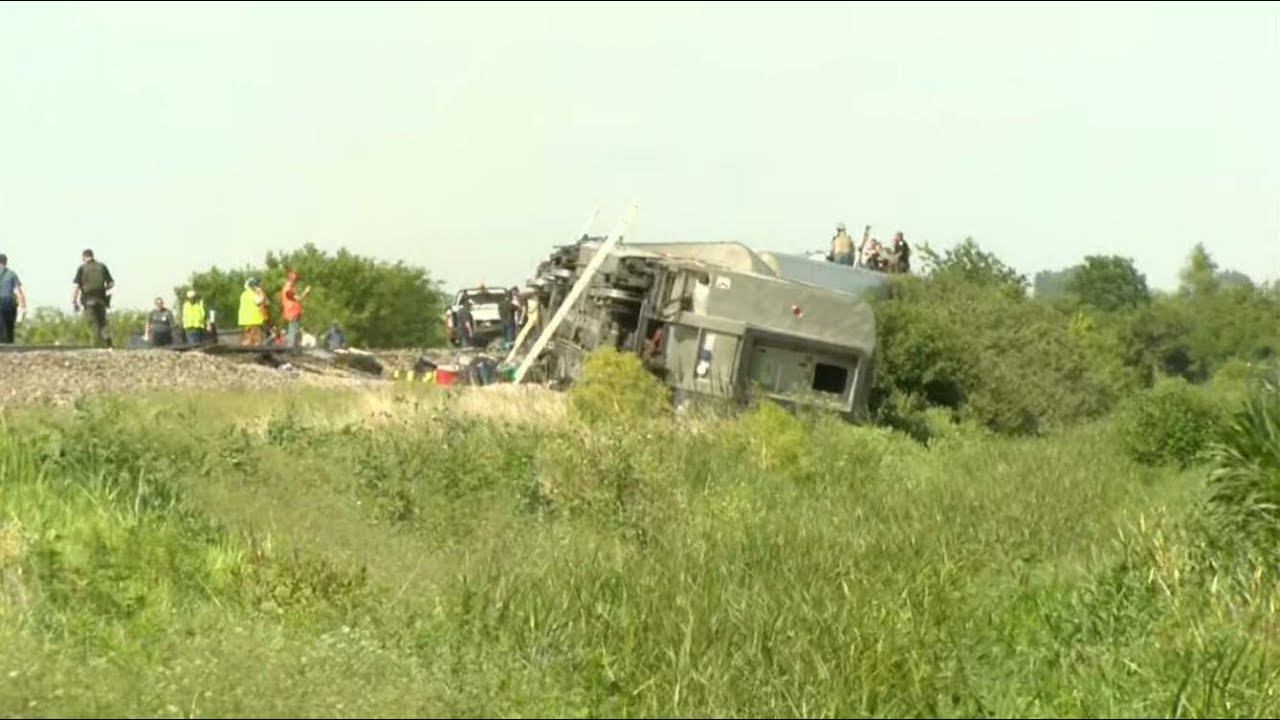 An Amtrak train collides with a truck and derails in Missouri