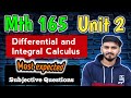 Unit 2 Differentiatial and integral calculus 🔥10 Marks Subjective Questions | END Term MTH 165