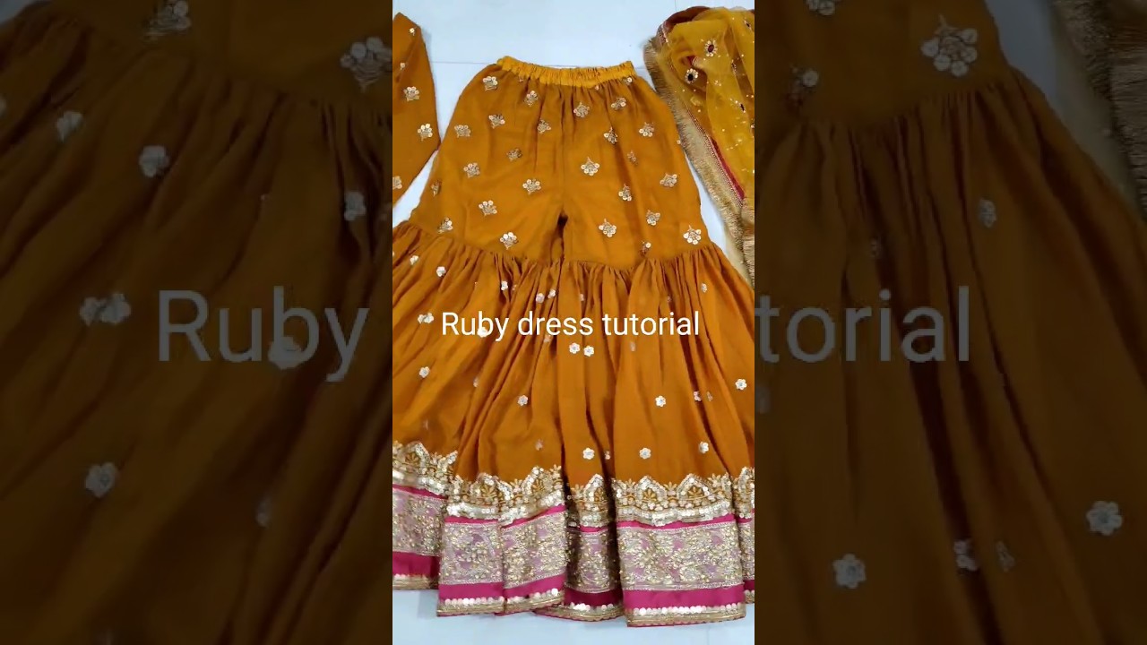 Haldi gharara suit cutting and stitchingsharara suit cuttinghaldi functionbridal gharara dress