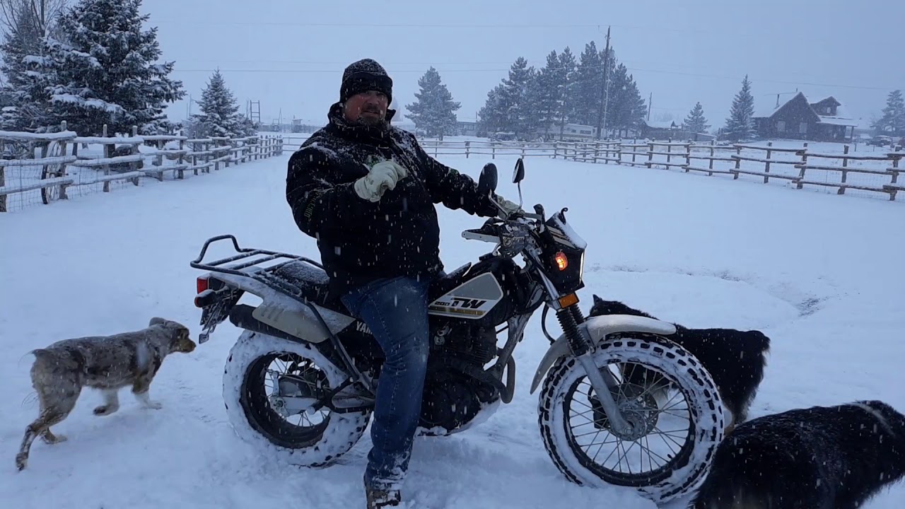 TW200 Yamaha tire pressure snow test! YouTube