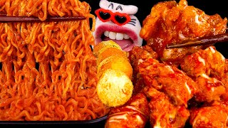 Spicy Fire Chicken Noodle and Seasoned Chicken Mukbang! | REALMOUTH's ASMR Eating Show (SUB)