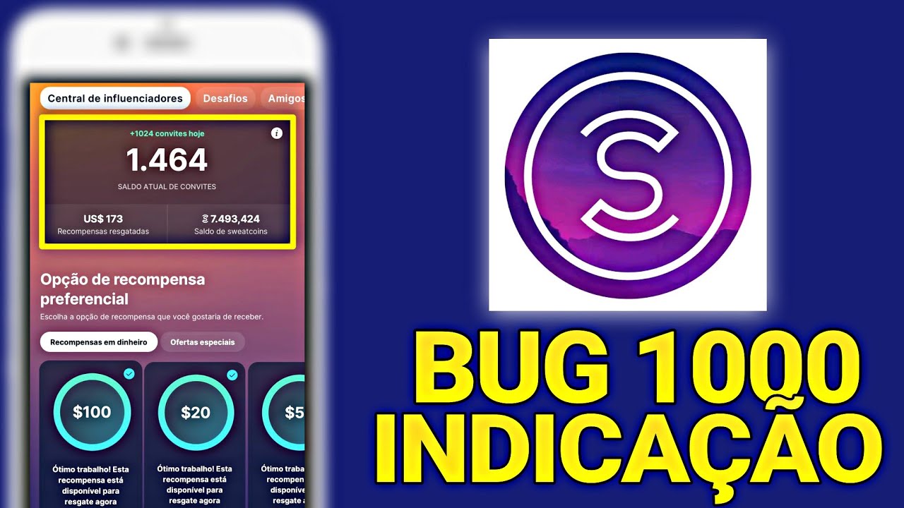 SWEATCOIN BUG 1000 INDICAÇÃO POR DIA – COMO GANHAR DINHEIRO NO PAYPAL CAMINHANDO