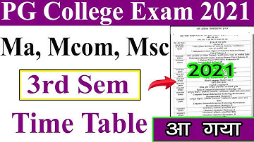 Ma Mcom Msc (PG) Time Table 2021 || PG 3rd Sem Time Table || 3rd Sem Exam Final Date Announce