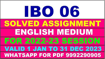 ibo 6 solved assignment 2022-23 in english | ibo 6 solved assignment 2022-23 | ibo 6 2023