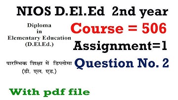 NIOS DELED Course 506 Assignment 1 and Question 2